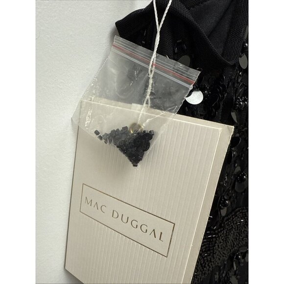 Mac Duggal Size 4 Black 93687 One Shoulder Beaded Asymmetrical Hem Gown Dress - Picture 10 of 12